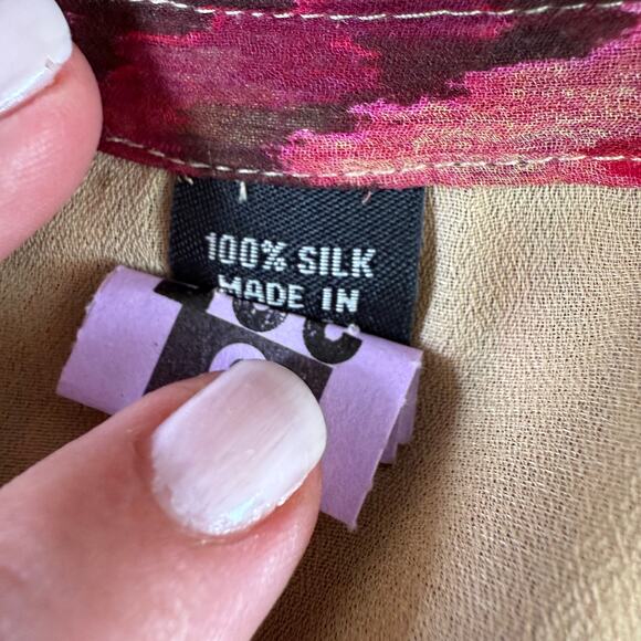 Valerie Stevens 100% Silk Maxi Skirt Sz 16 Ikat Print Fall Boho Lined Long Skirt - Picture 6 of 7